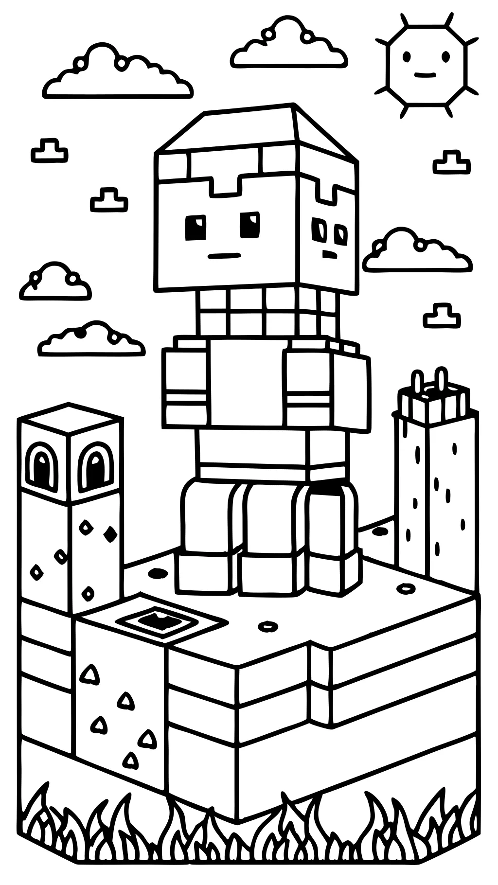 easy minecraft coloring pages